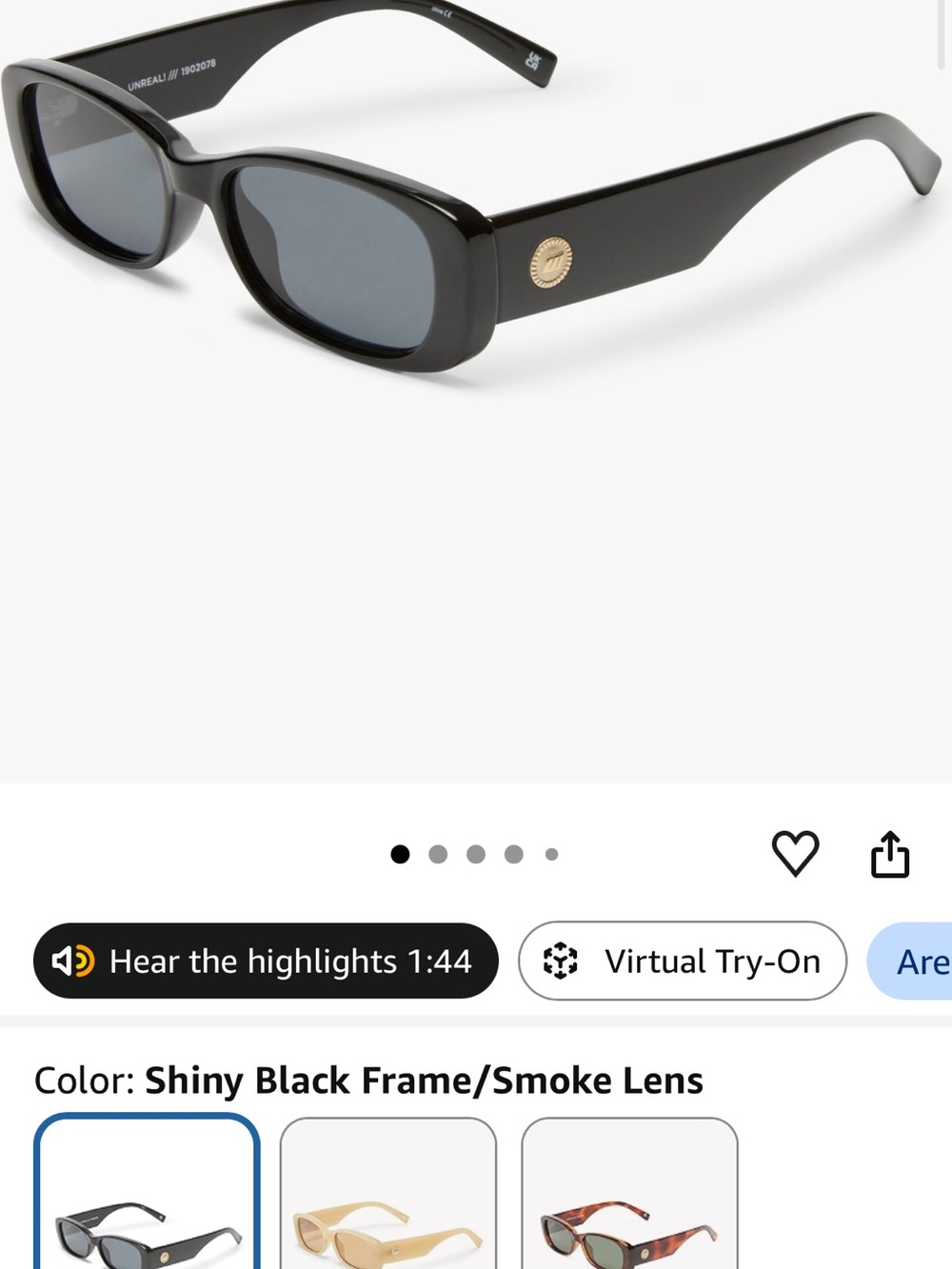 Le Specs Unreal Shiny Black Frame Smoke Lens Sunglasses - Classic Oval